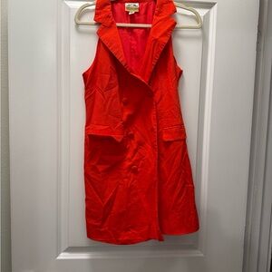 Red Sleeveless Button-Up Mini Dress